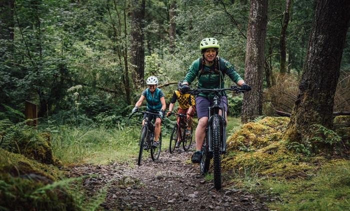 Riders on a trail from Coed y Brenin Visitor Centre